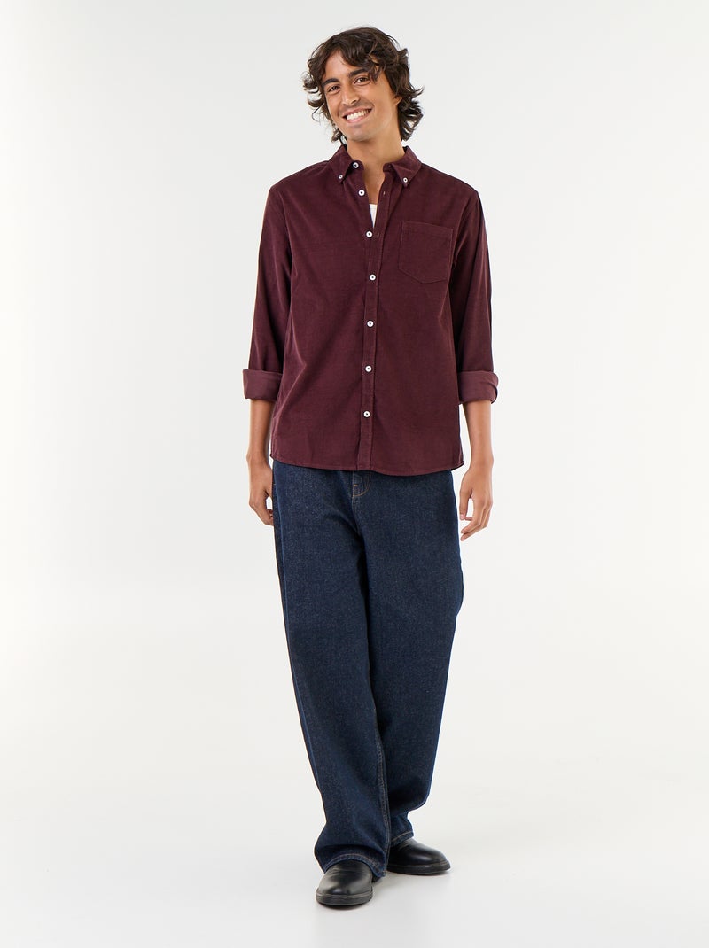 Chemise en velours côtelé Violet - Kiabi