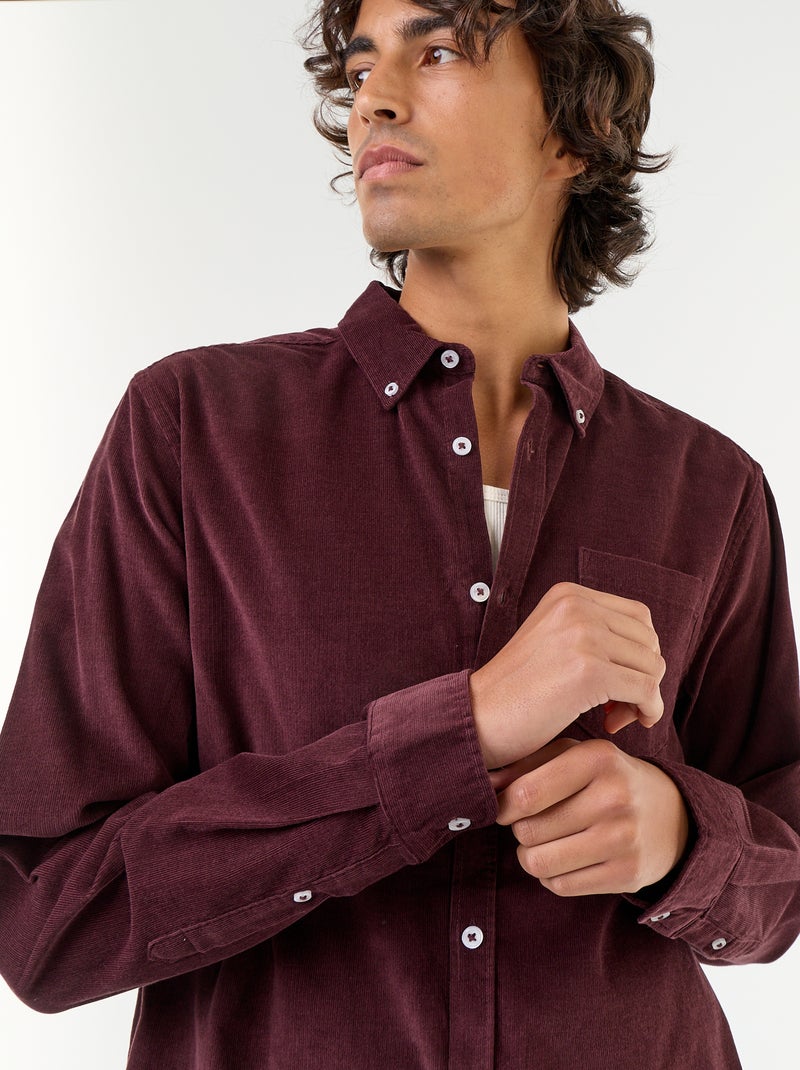 Chemise en velours côtelé Violet - Kiabi