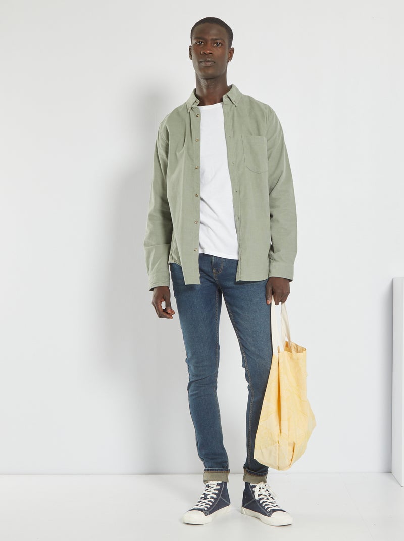 Chemise en velours gris - Kiabi