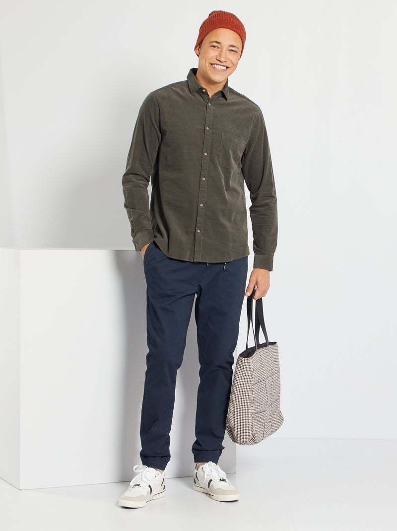 Chemise en velours kaki - Kiabi