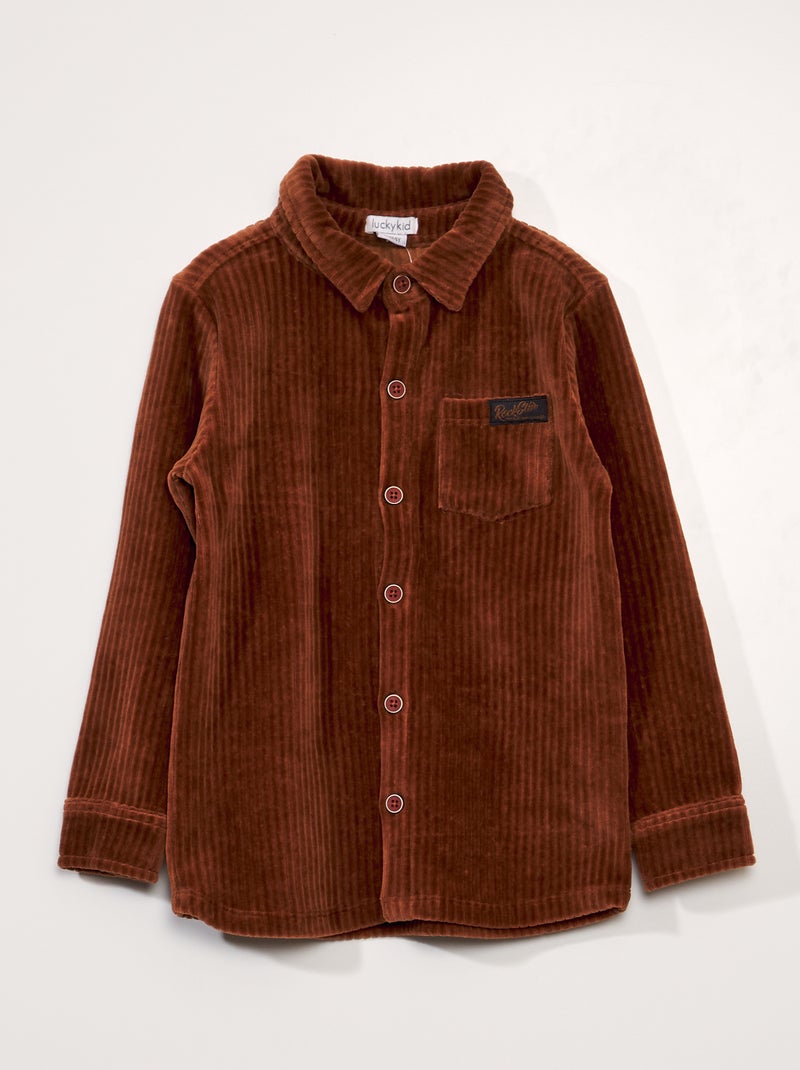 Chemise en velours Marron - Kiabi