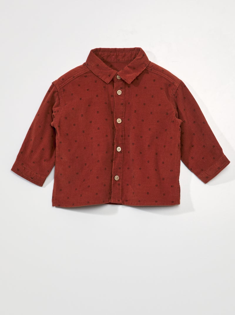 Chemise en velours Rouge - Kiabi