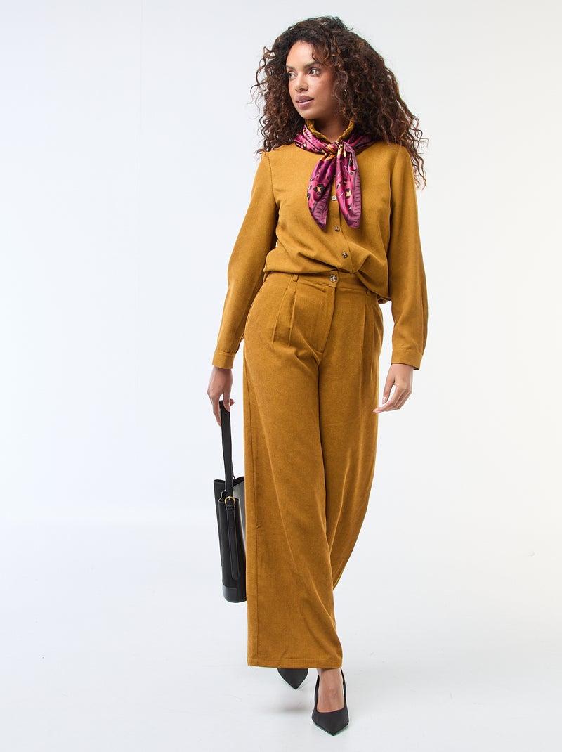 Chemise en velours unie Jaune - Kiabi