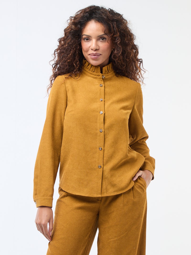 Chemise en velours unie Jaune - Kiabi