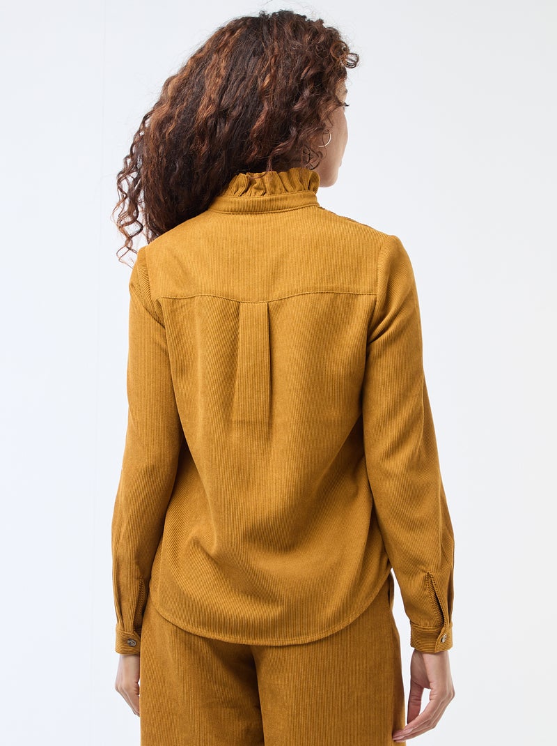 Chemise en velours unie Jaune - Kiabi
