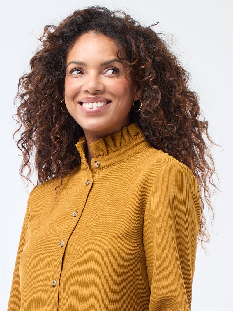 Chemise en velours unie Jaune - Kiabi