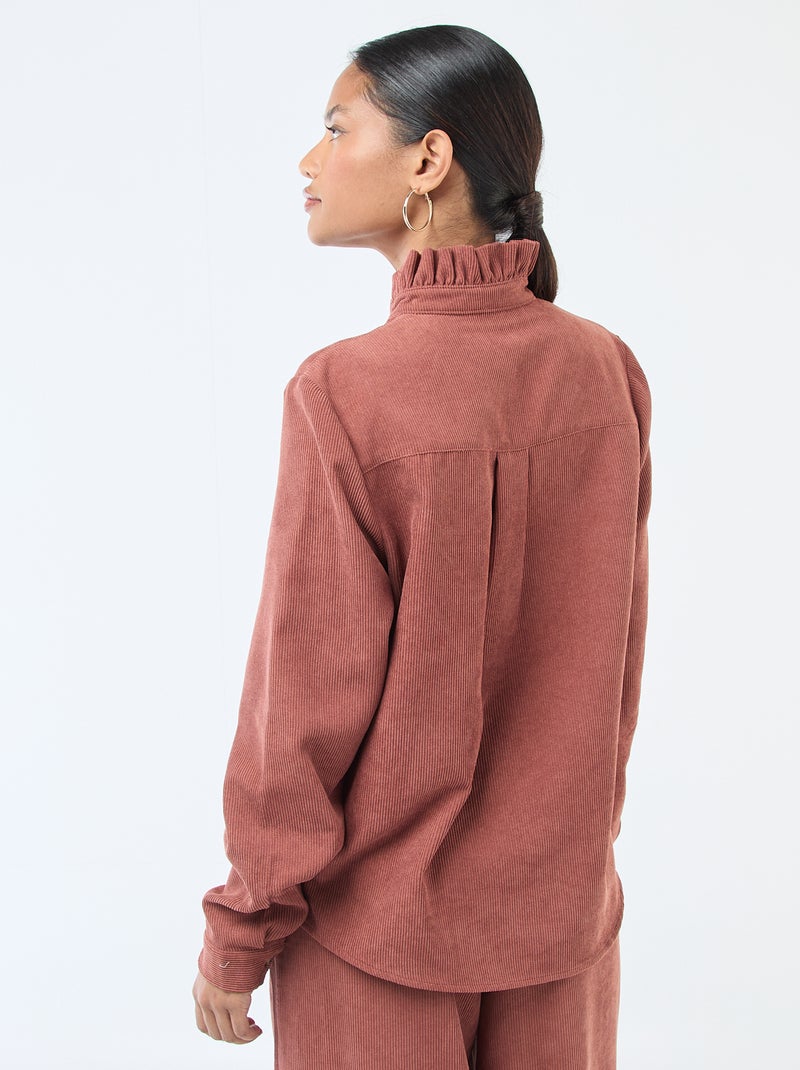 Chemise en velours unie Marron - Kiabi