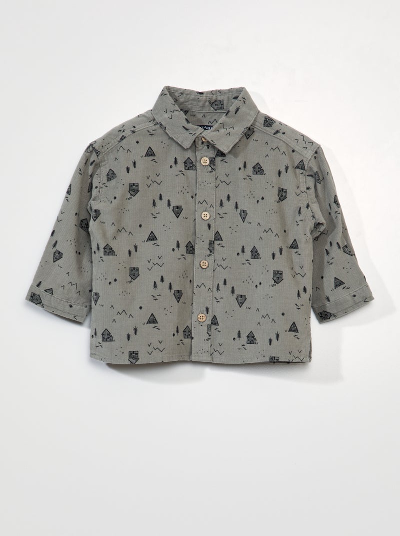 Chemise en velours Vert - Kiabi