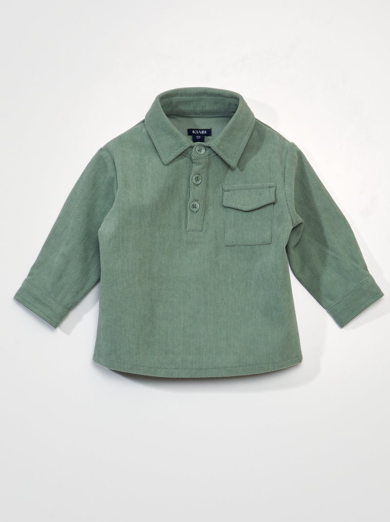 Chemise en velours Vert - Kiabi