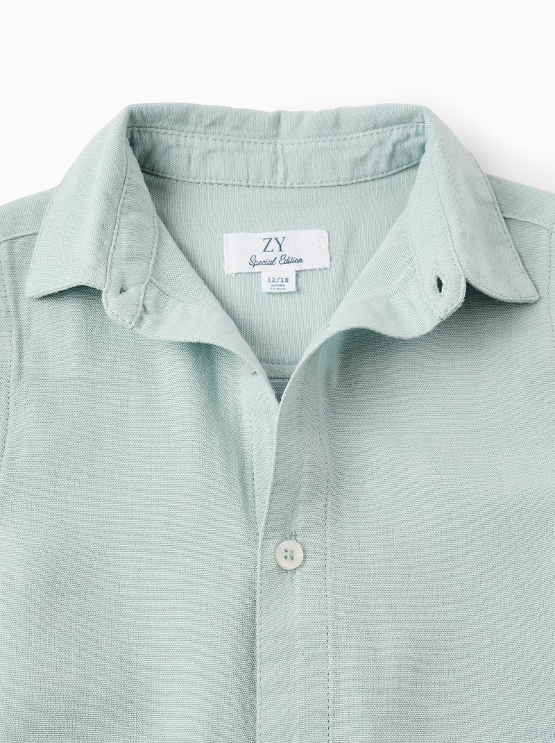 Chemise en Viscose, Coton et Lin Bleu clair - Kiabi