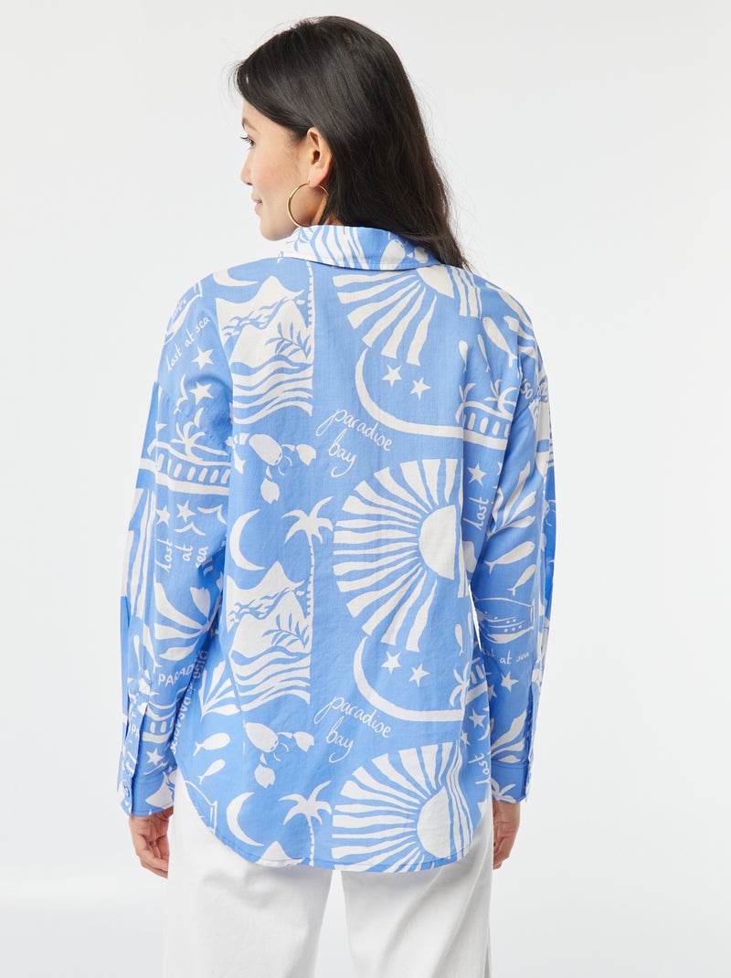 Chemise en voile de coton imprimée BLEU - Kiabi