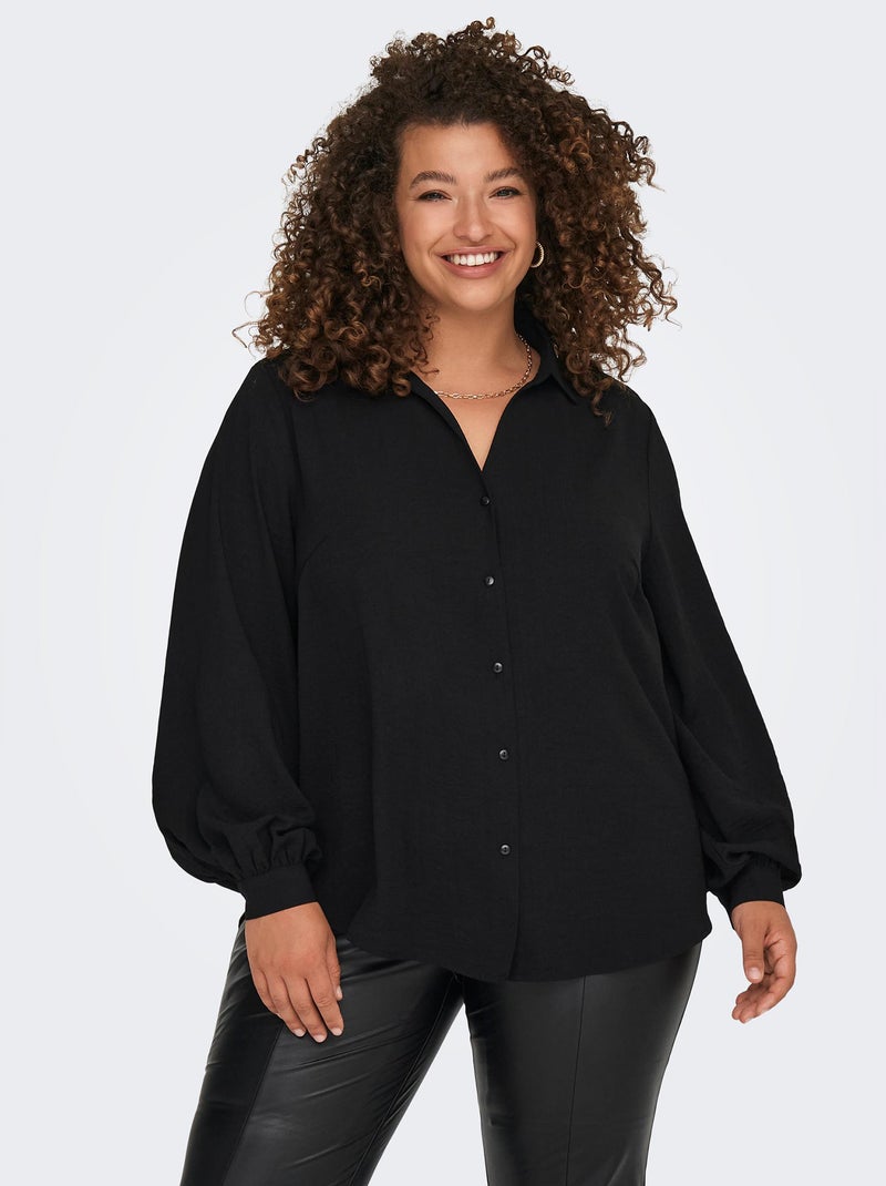 Chemise encolure V 'Only Carmakoma' noir - Kiabi