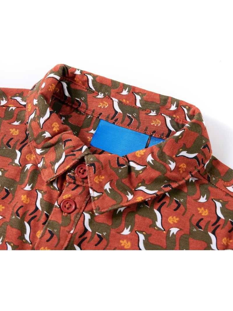 Chemise enfant coton imprimé renard col pointe et boutons - vidaxl Orange - Kiabi