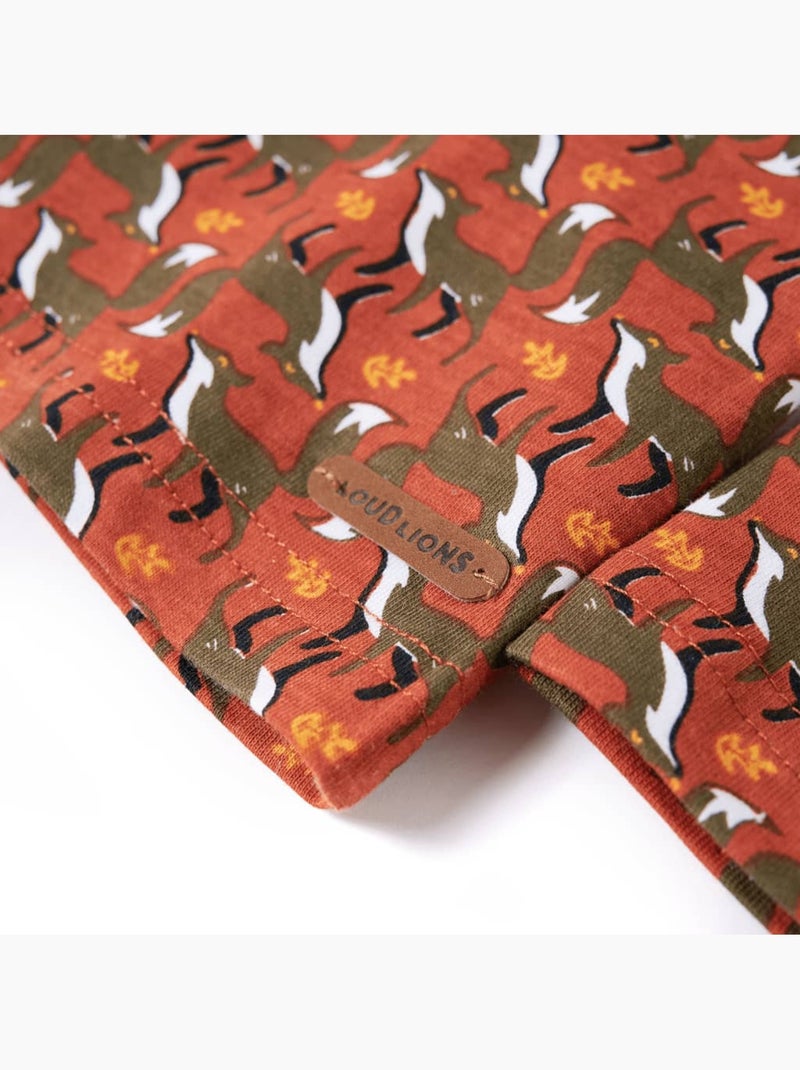 Chemise enfant coton imprimé renard col pointe et boutons - vidaxl Orange - Kiabi