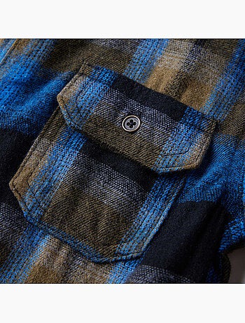 Chemise enfant en coton à carreaux col à revers manches longues - vidaxl