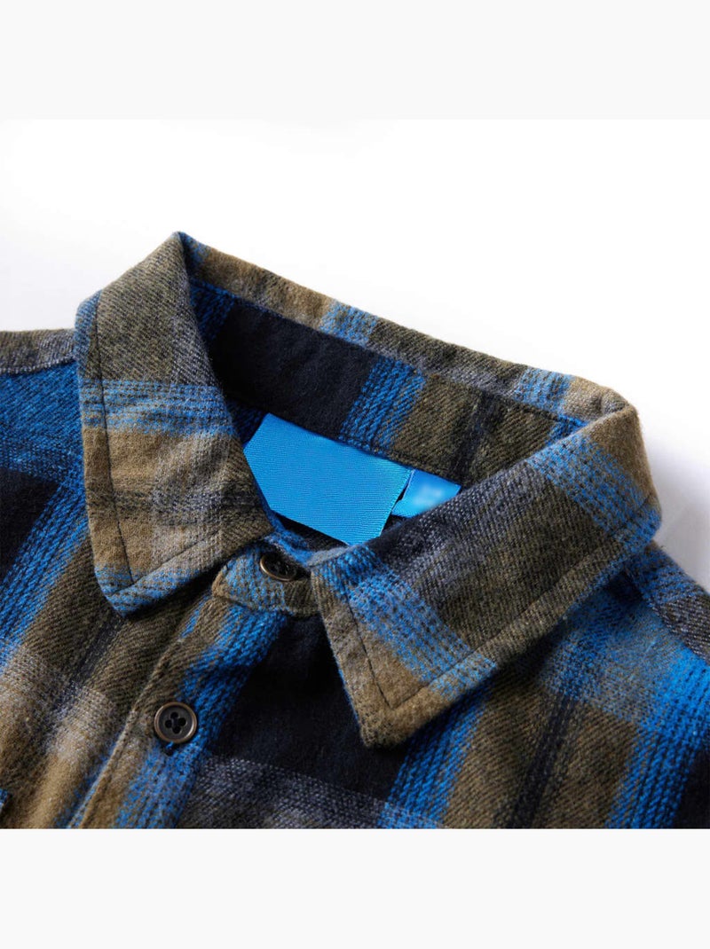 Chemise enfant en coton à carreaux col à revers manches longues - vidaxl Multicolore - Kiabi