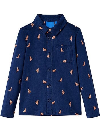 Chemise enfant en coton imprimé chiens col pointu - vidaxl