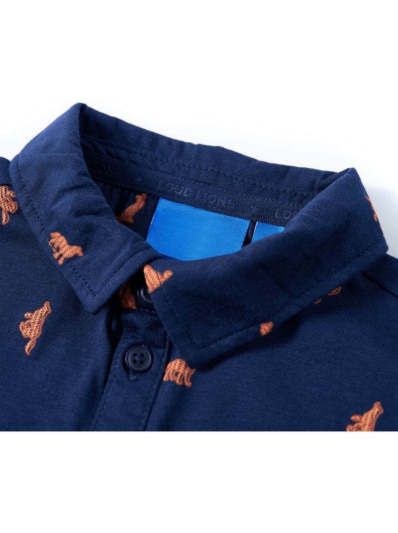 Chemise enfant en coton imprimé chiens col pointu - vidaxl Bleu marine - Kiabi