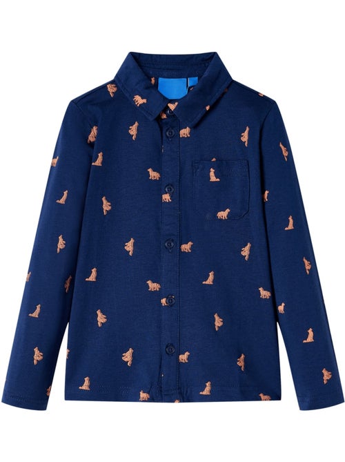 Chemise enfant en coton imprimé chiens col pointu - vidaxl - Kiabi Chemise enfant en coton imprimé chiens col pointu - vidaxl - Kiabi