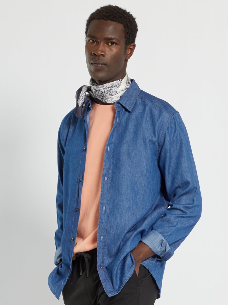 Chemise esprit denim bleu - Kiabi
