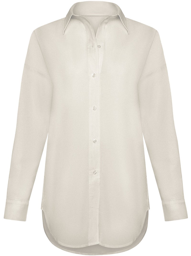 Chemise estivale manches longues CALVI Ecru - Kiabi
