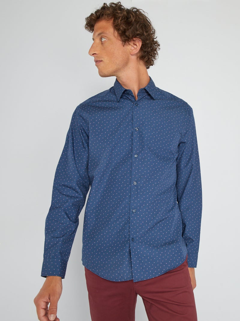 Chemise fantaisie à coupe droite Bleu - Kiabi