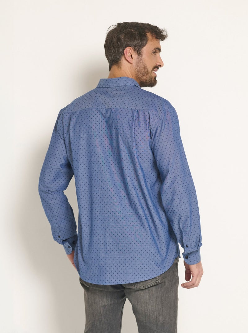 Chemise fantaisie chambray imprimé - Afibel Bleu - Kiabi