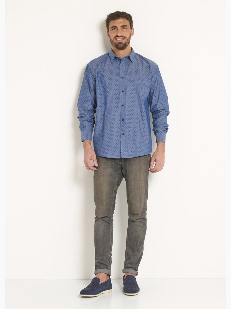 Chemise fantaisie chambray imprimé - Afibel Bleu - Kiabi