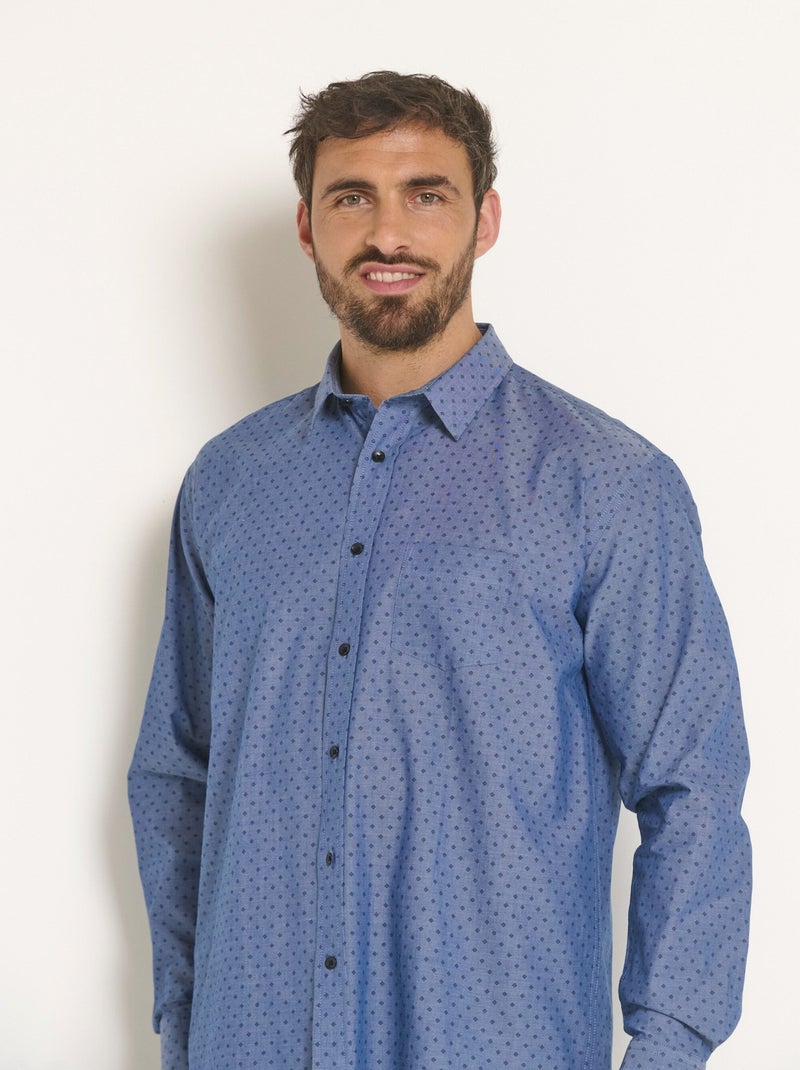 Chemise fantaisie chambray imprimé - Afibel Bleu - Kiabi