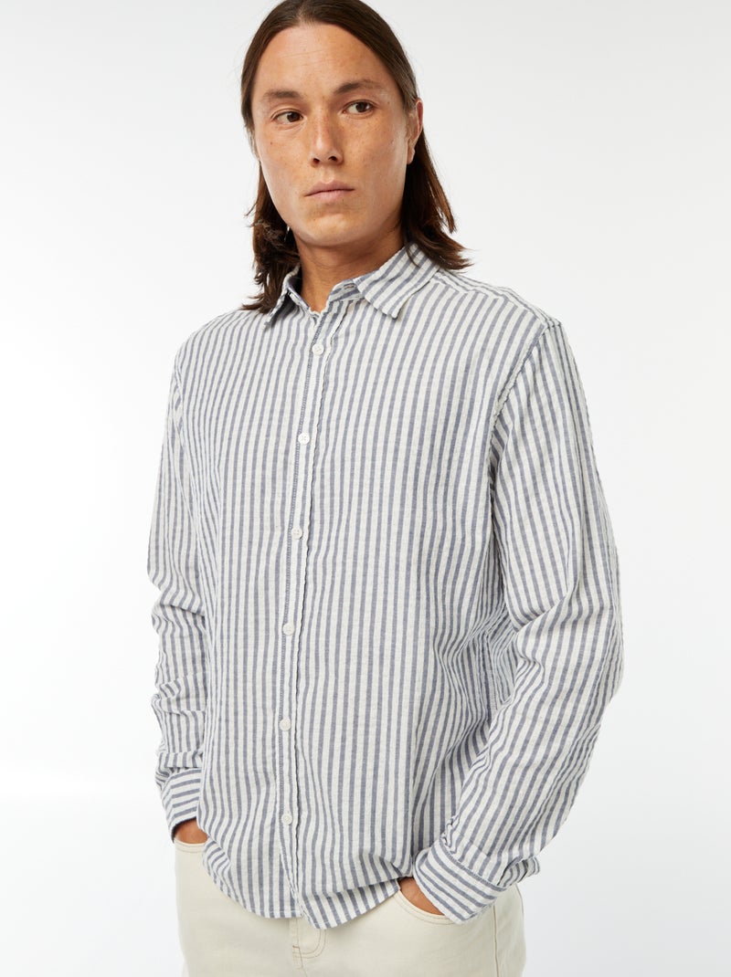 chemise fantaisie coupe confortable à manches longues Bleu - Kiabi