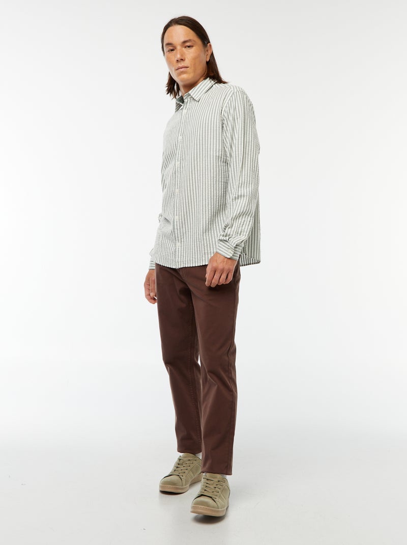 chemise fantaisie coupe confortable à manches longues Kaki - Kiabi