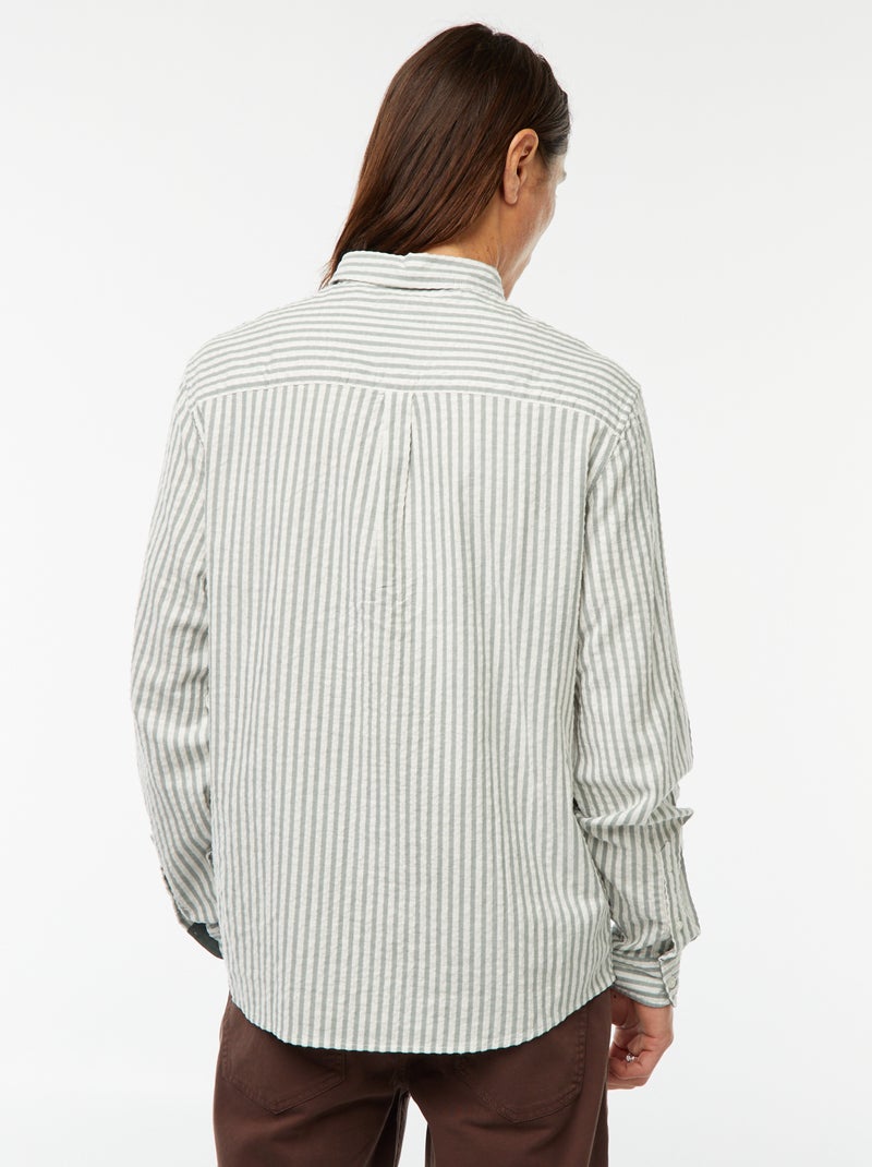 chemise fantaisie coupe confortable à manches longues Kaki - Kiabi