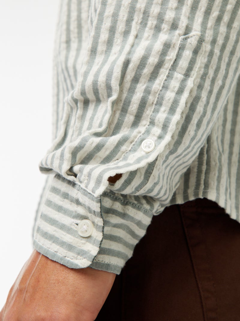 chemise fantaisie coupe confortable à manches longues Kaki - Kiabi