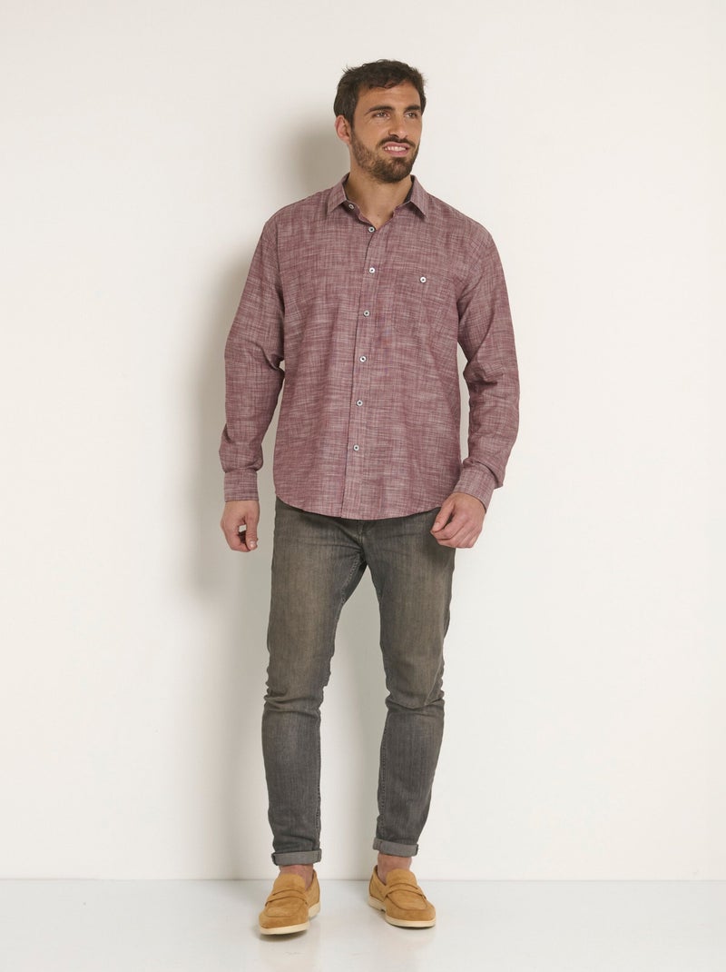Chemise fantaisie détails contrastés - Afibel Bordeaux - Kiabi
