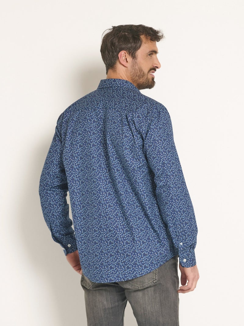 Chemise fantaisie en coton imprimé - Afibel Bleu marine - Kiabi