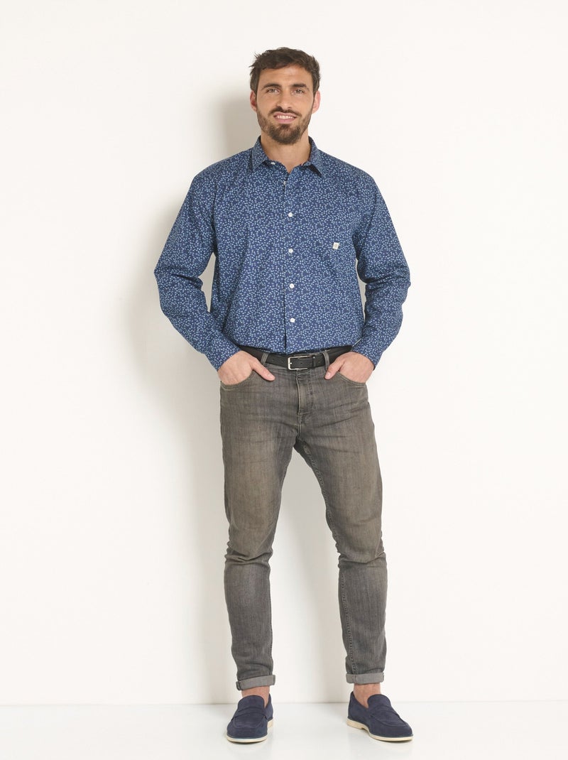 Chemise fantaisie en coton imprimé - Afibel Bleu marine - Kiabi