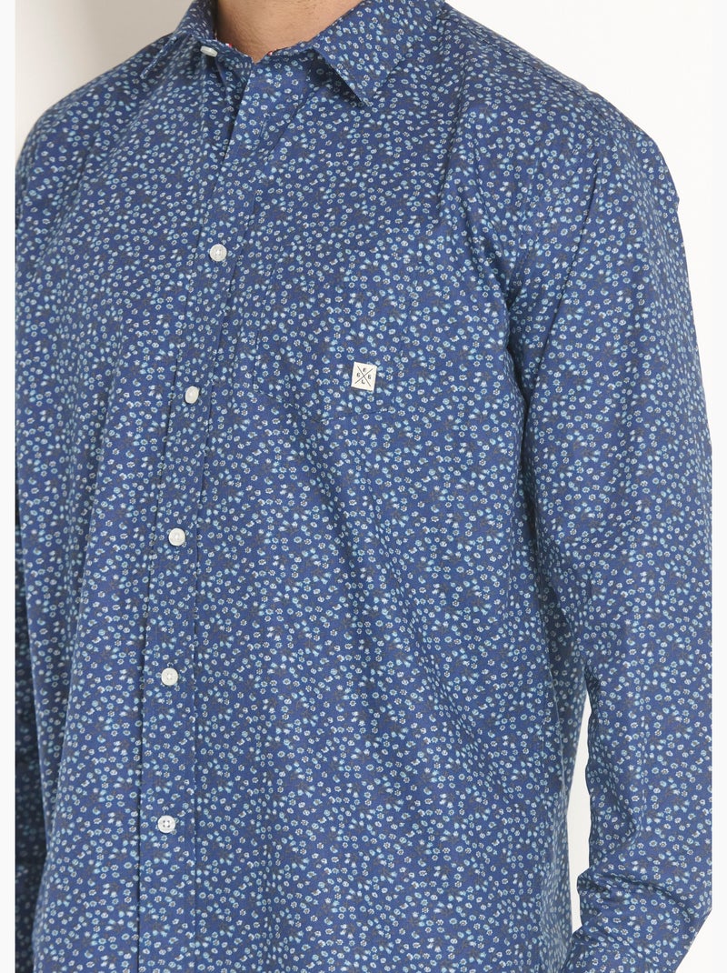 Chemise fantaisie en coton imprimé - Afibel Bleu marine - Kiabi