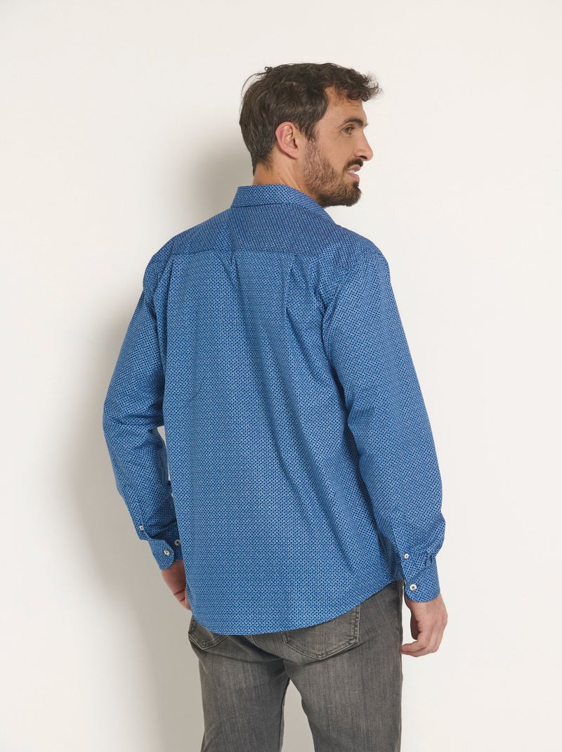 Chemise fantaisie manches longues coton - Afibel Bleu - Kiabi