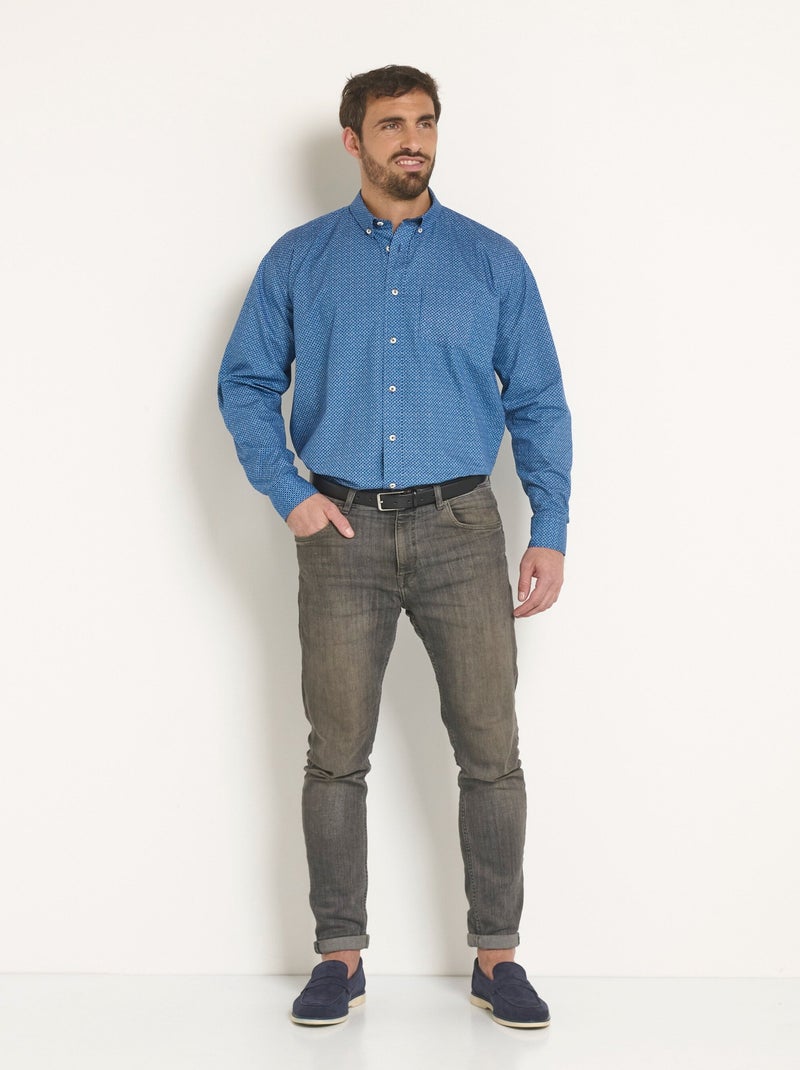 Chemise fantaisie manches longues coton - Afibel Bleu - Kiabi