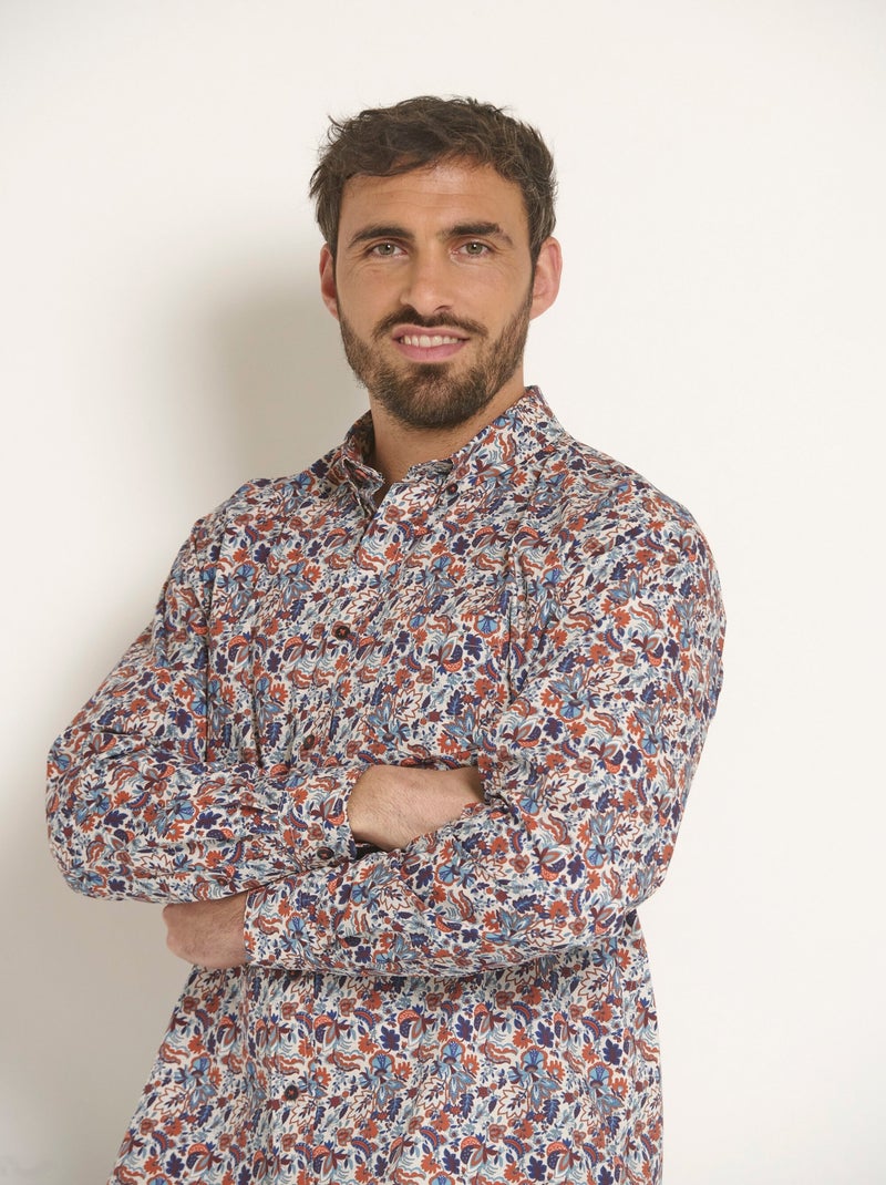 Chemise fantaisie motif cachemire - Afibel Bleu Orange - Kiabi