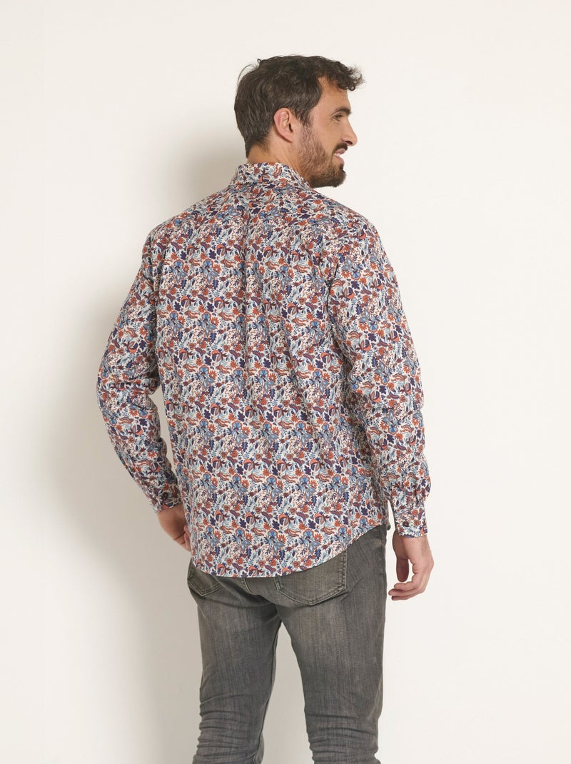 Chemise fantaisie motif cachemire Bleu Orange - Kiabi