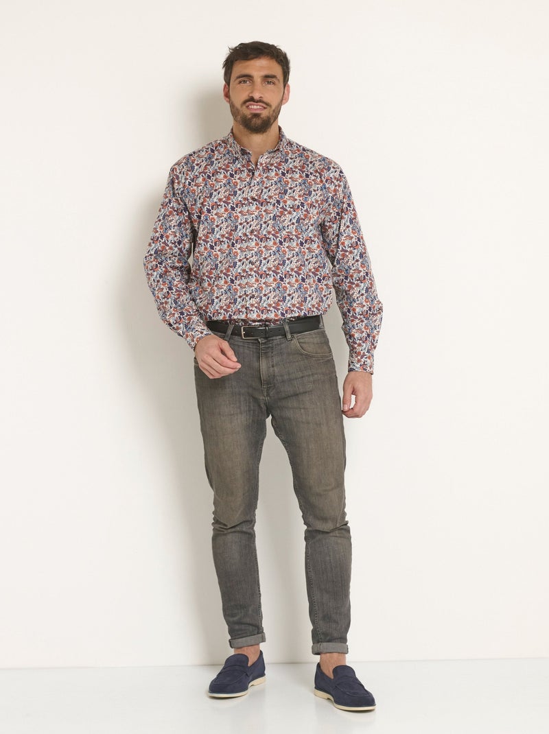 Chemise fantaisie motif cachemire Bleu Orange - Kiabi