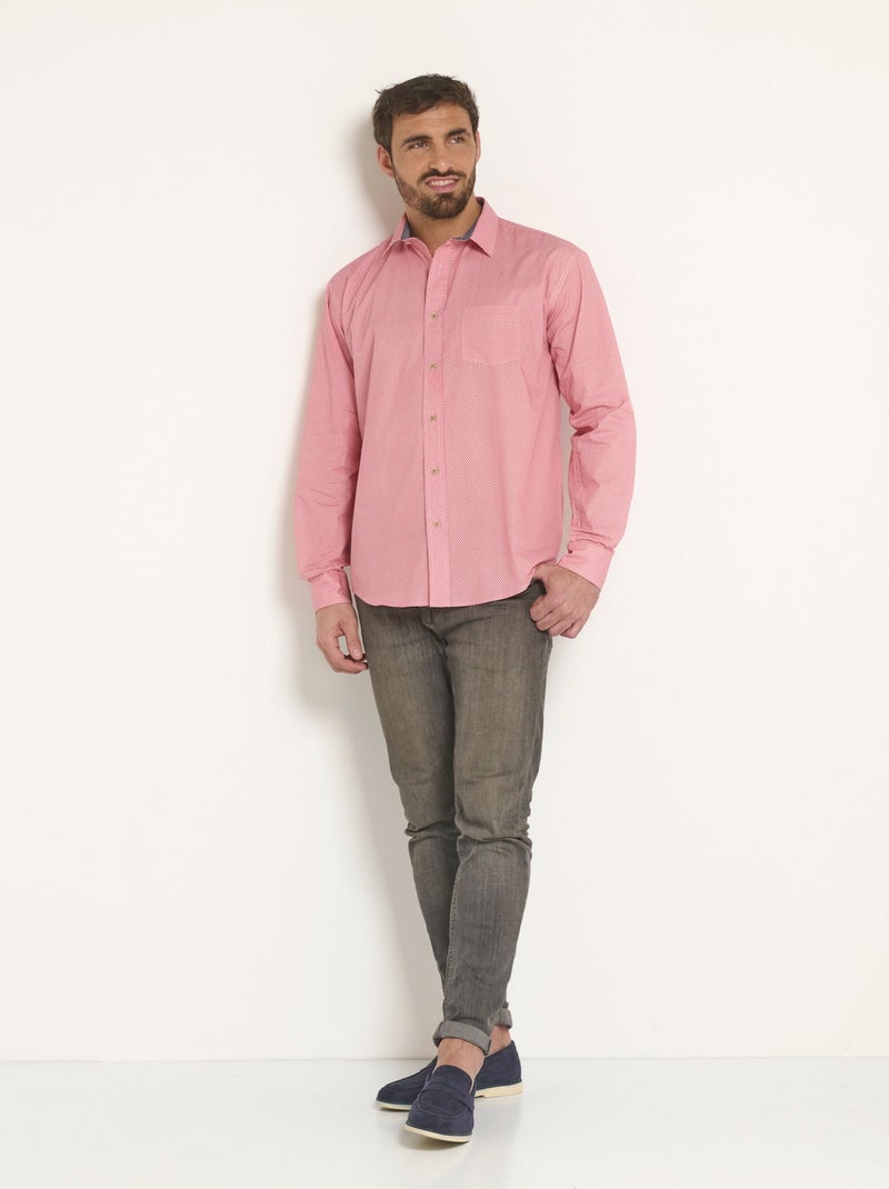 Chemise faux uni à manches longues - Afibel Rouge - Kiabi