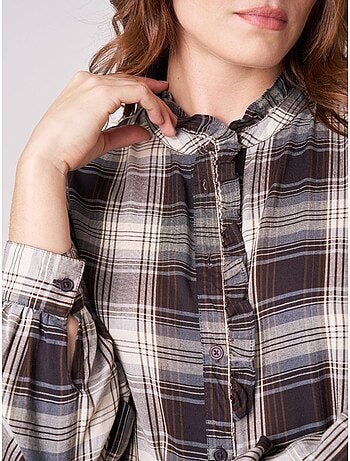 Chemise femme à carreaux en 100% coton 'deeluxe'