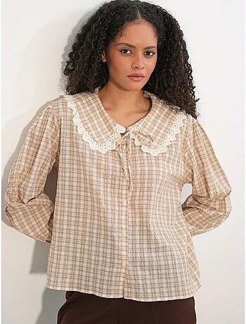 Chemise femme à carreaux en viscose popeline bdart