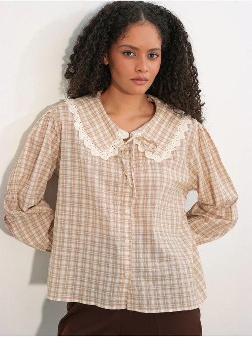 Chemise femme à carreaux en viscose popeline bdart - Kiabi Chemise femme à carreaux en viscose popeline bdart - Kiabi