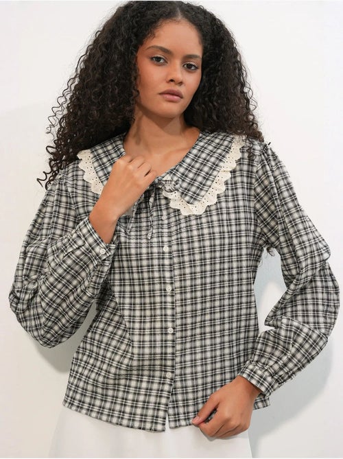 Chemise femme à carreaux en viscose popeline bdart - Kiabi Chemise femme à carreaux en viscose popeline bdart - Kiabi