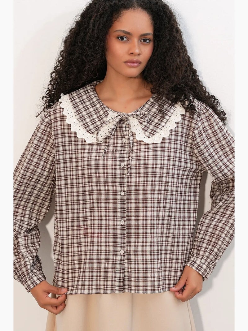Chemise femme à carreaux en viscose popeline bdart Multicolore - Kiabi