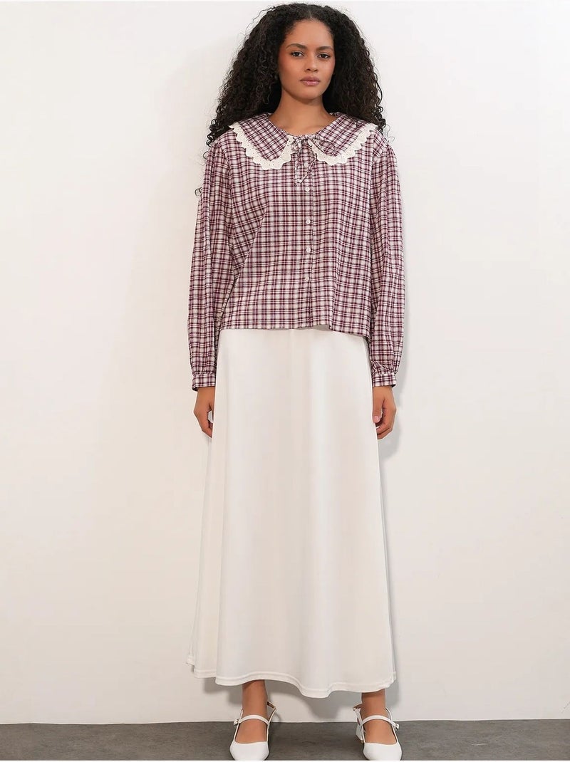 Chemise femme à carreaux en viscose popeline bdart Rouge bordeaux - Kiabi