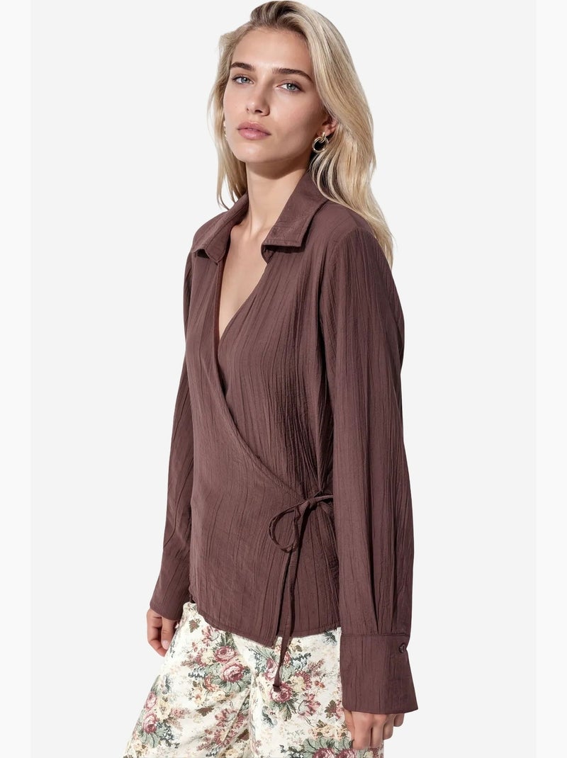 Chemise femme à col chemise busem Marron chocolat - Kiabi